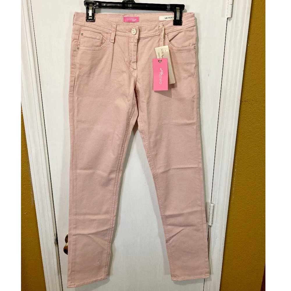 Gaudi Teen size 16Y stretchy crepe pink denim Italian skinny jeans 27x32 - 28x33